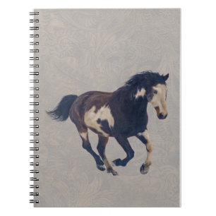 Wild Galloping Pinto American Paint Horse Notizblock