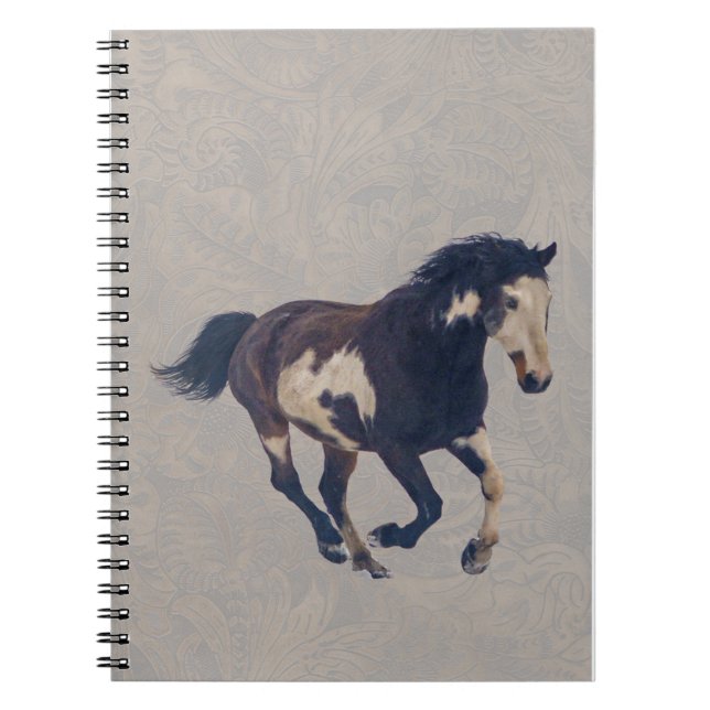 Wild Galloping Pinto American Paint Horse Notizblock (Vorderseite)