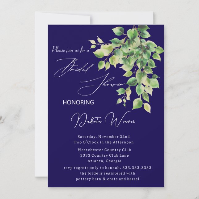 Wild Garden Blätter Brautparty Einladung (Vorderseite)