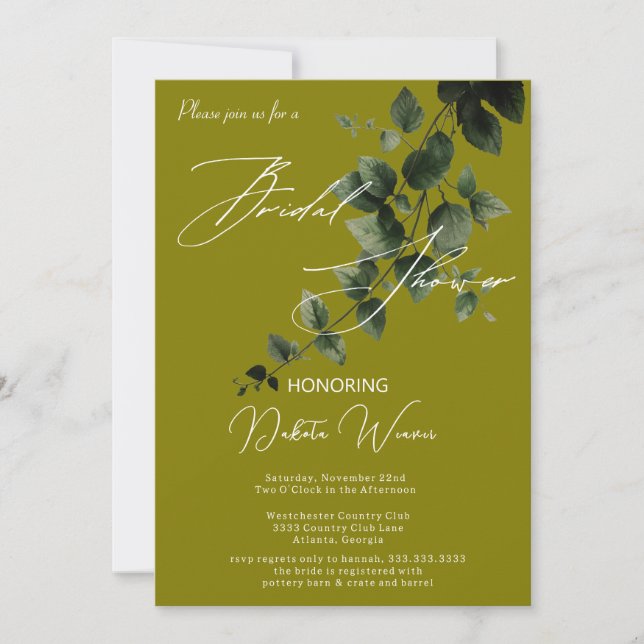 Wild Garden Blätter Brautparty Einladung (Vorderseite)