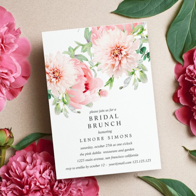 Wild Garden Dahlia Bouquet Bridal Brunch Wedding Einladung (Von Creator hochgeladen)