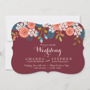 Wild Garden Marsala Floral Wedding Einladung
