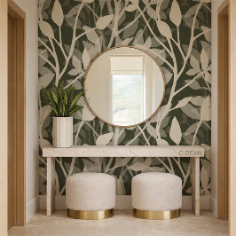 Wild Garden Mist Botanical Deep Foliage Layers Tapete