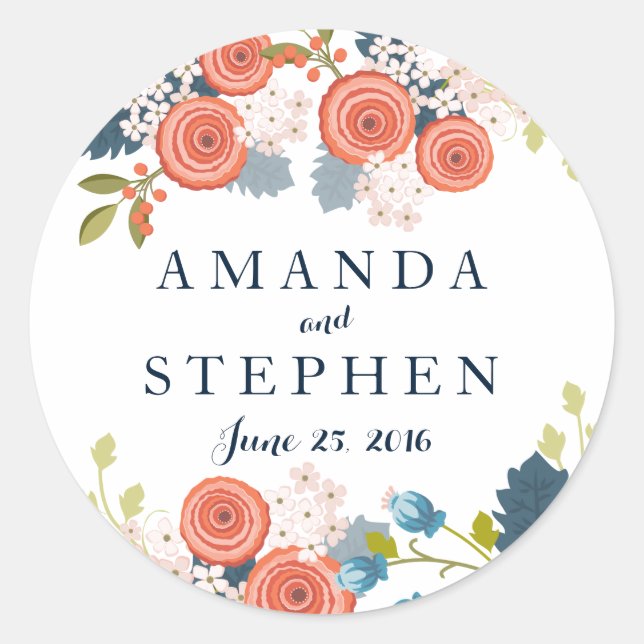Wild Garden Wedding Personalisiert Gefallen Sticke Runder Aufkleber (Vorderseite)
