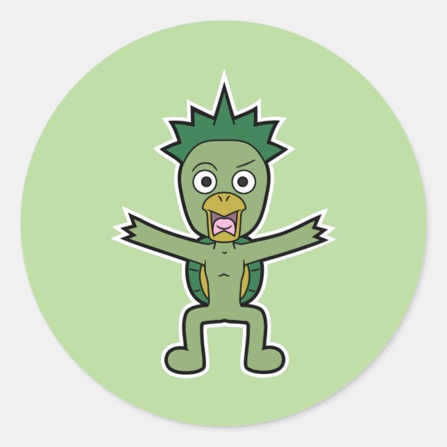 Wild Gawappa - Japanisch Kappa Yokai Monster Runder Aufkleber (Vorderseite)