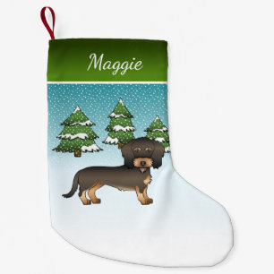 Wild gebackene Dackel mit Harthaar, Hund Winterwal Kleiner Weihnachtsstrumpf