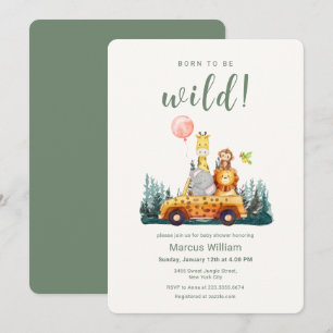 Wild geborenes Safari-Tiere Baby-Duschparty Einladung