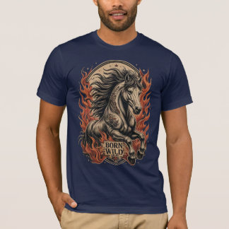Wild Geborenes Traditionelles Tattoo Pferd T-Shirt