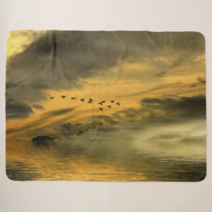 WILD GEESE IM SUNSET SHERPADECKE