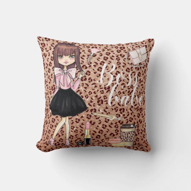 Wild Glam Chef Mädchen Leopard Glitzer Keuschkisse Kissen (Vorderseite)