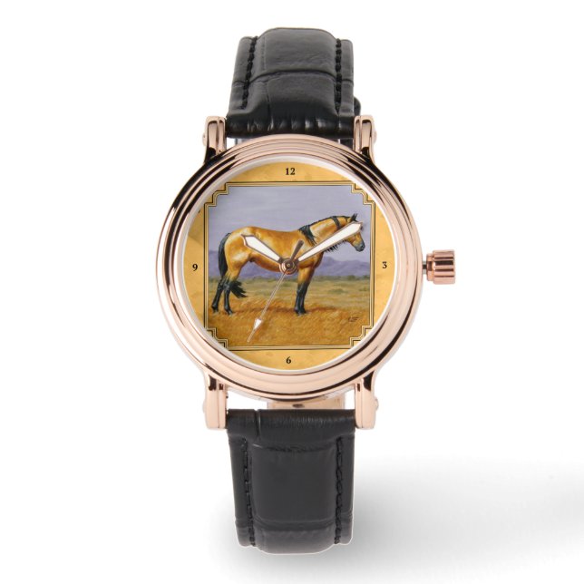 Wild Golden Buckskin Gelb Armbanduhr (Vorderseite)