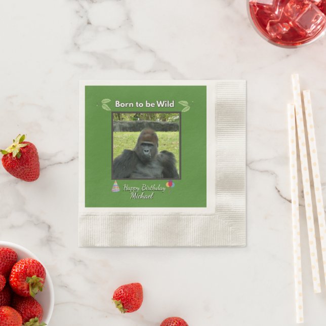 Wild Gorilla Jungle Birthday Design Serviette (Beispiel)