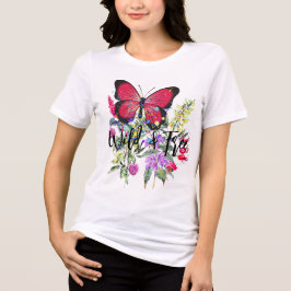 Wild & gratis Schmetterling Wasserfarbe Blume Tri-Blend Shirt