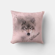 Wild Gray Wolf in Pink