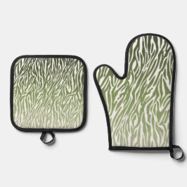 Wild Green Zebra Print Ombre Ofenhandschuh & Topflappen-Set