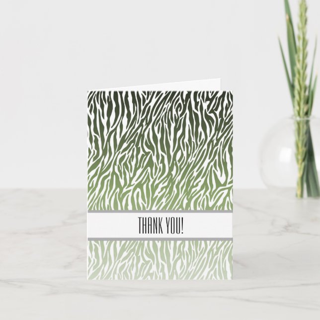Wild Green Zebra Print Vielen Dank Dankeskarte (Vorderseite)