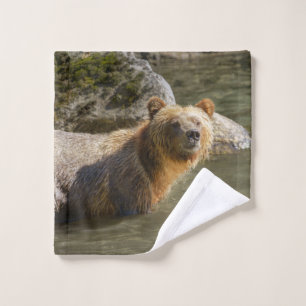 Wild Grizzly Bear am Fluss Orford Waschlappen
