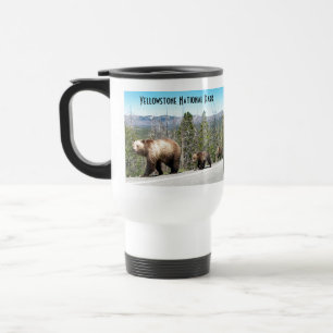 Wild Grizzly Bear Mama und Cubs in Yellowstone Reisebecher