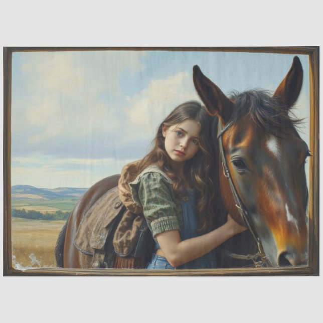 Wild Gypsy girl with her horse Seidenpapier (Vorderseite)