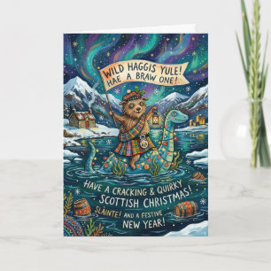 Wild Haggis Yule schottische Weihnachtskarte Karte