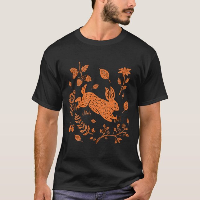 Wild Hare Rabbit Cotattcore Fall Erntedank T-Shirt (Vorderseite)