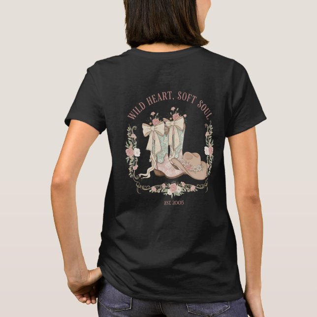 Wild Heart Soft Soul Cowgirl Boots Pink Floral T-Shirt (Rückseite)
