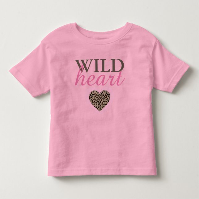 Wild herz Leopard und rosa Kinder T - Shirt (Vorderseite)