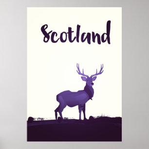 Wild Highland Scotland Stag Ink affiche de voyage