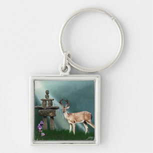 Wild Hirsch und Inukshuk Wilderness Geschenk Schlüsselanhänger
