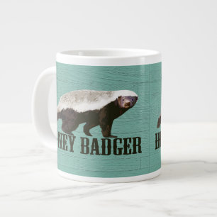 Wild Honey Badger Aqua, White, Brown Jumbo-Tasse