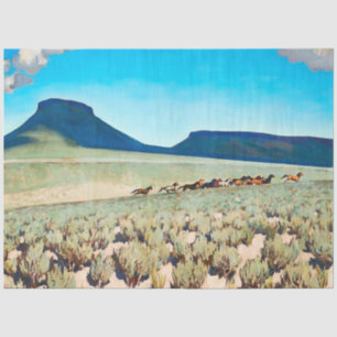 „Wild Horse Country“ von Maynard Dixon Seidenpapier