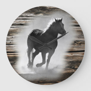 Wild Horse Galloping Große Wanduhr