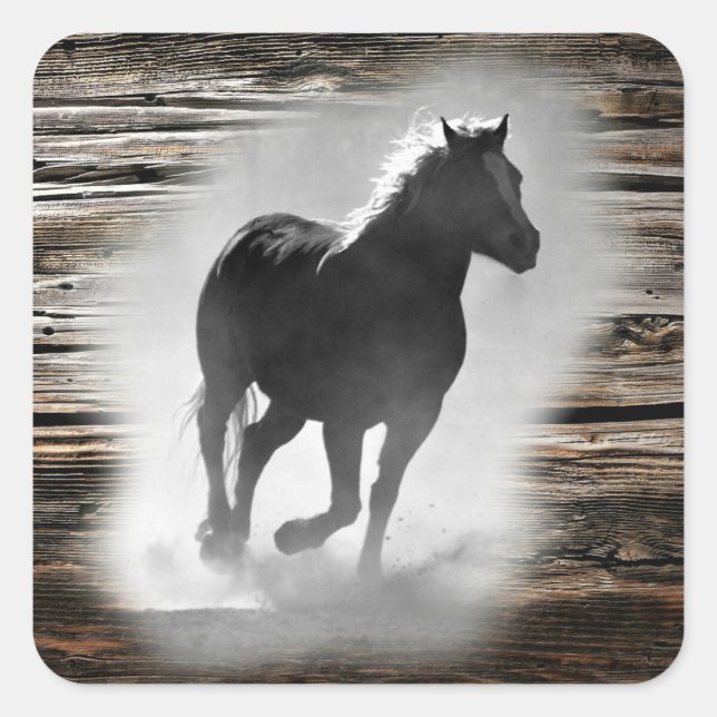 Wild Horse Galloping Quadratischer Aufkleber (Vorderseite)