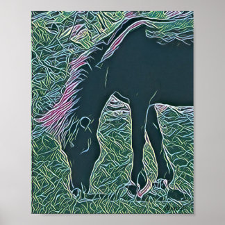 Wild horse grazing on Shackleford Banks Poster