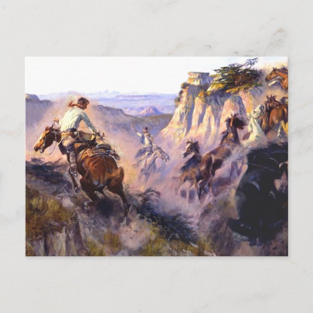 "Wild Horse Hunters" von Charles M Russell Postkarte (Vorderseite)