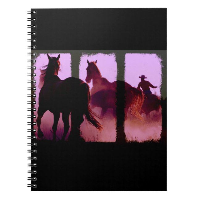 Wild Horse Roundup Triptych Digital Art Notebook Notizblock (Vorderseite)