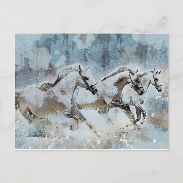 Wild Horse Stampede Western Postkarte (Vorderseite)