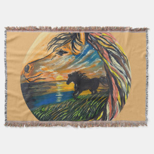 Wild Horse Sunset Kunst - Handgefertigte Kunstwerk Decke
