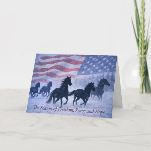 Wild Horses Amerikanische Flagge Country Western W Karte