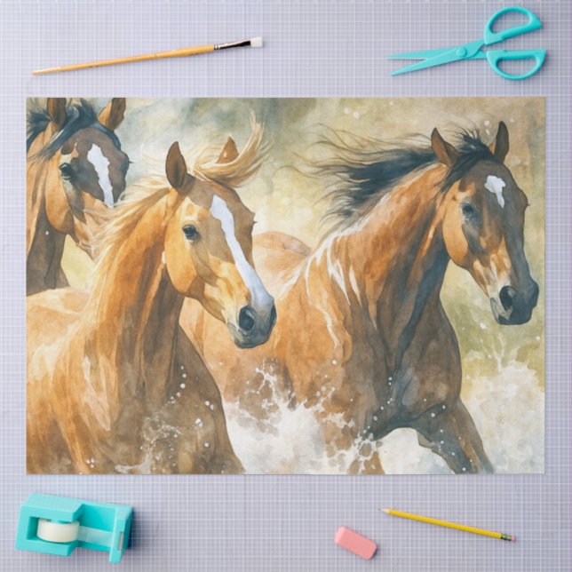 Wild horses  decoupage watercolor western seidenpapier (Basteln)