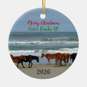 Wild Horses Outer Banks OBX 2026 Weihnachten Keramik Ornament