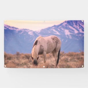 WILD HORSES PINTO IN BERGEN BANNER WALL ART