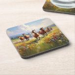 Wild Horses Running in a Wildflower Meadow Getränkeuntersetzer<br><div class="desc">A coaster image for cowgirls,  cowboys and western art lovers,  a gorgeous painting of wild horses running in a grassy field of wildflowers.</div>