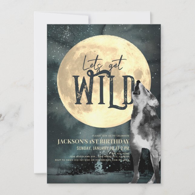 Wild Howling Wolf 1stBirthday Invitation (Devant)