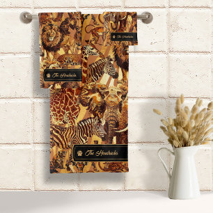 Wild Ideas Safari Animal Collage ID1160 Badhandtuch Set