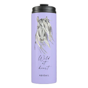 Wild im Herz Individuelle Name Lavender Thermosbecher