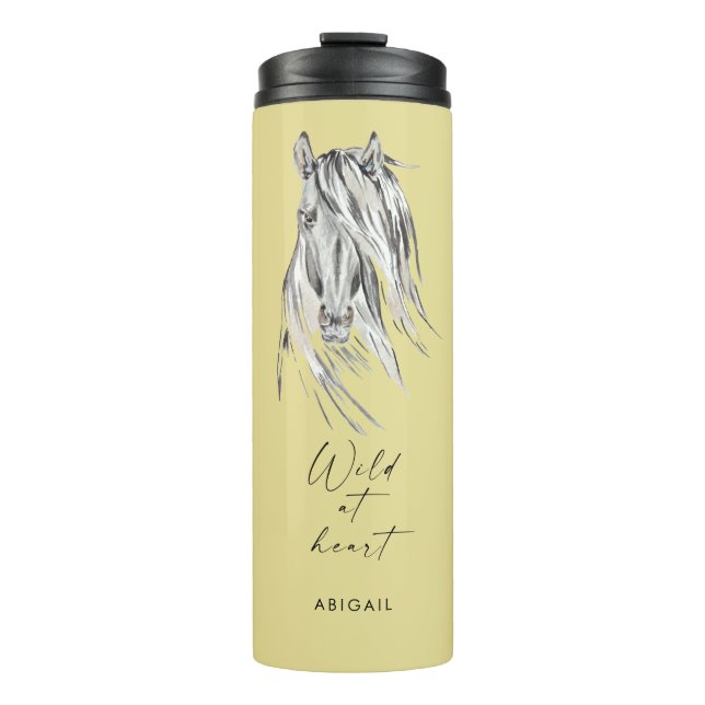 Wild im Herzen Individuelle Name Gelb Thermosbecher (Vorderseite)