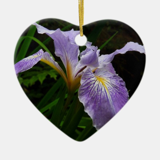 Wild Iris Blume Lila Floral Keramikornament (Vorne)