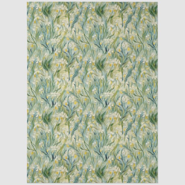 Wild Iris Ivory Green Yellow Tissue Paper Seidenpapier (Vorderseite)
