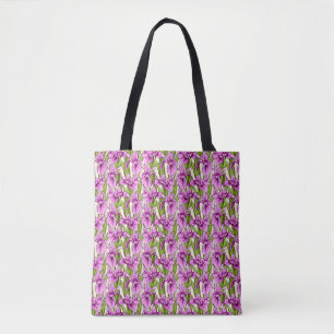 Wild Iris Pattern Fuchsia auf blassgelb Tasche